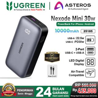 UGREEN Nexode Powerbank 10000mAh Mini Fast Charging 30w Dual Port USB C + USB A PD3.0 25185