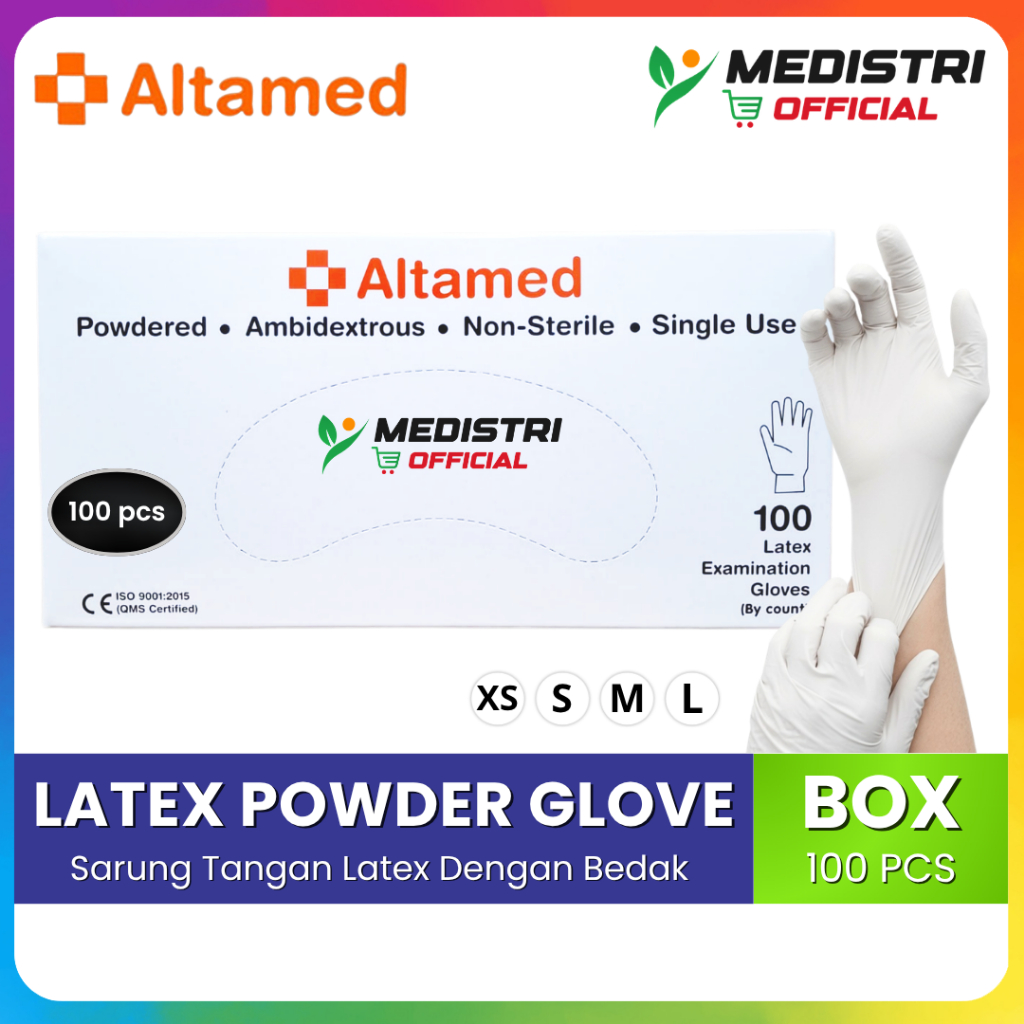 Jual Altamed Sarung Tangan Latex Handscoon Medis Powder Examination ...
