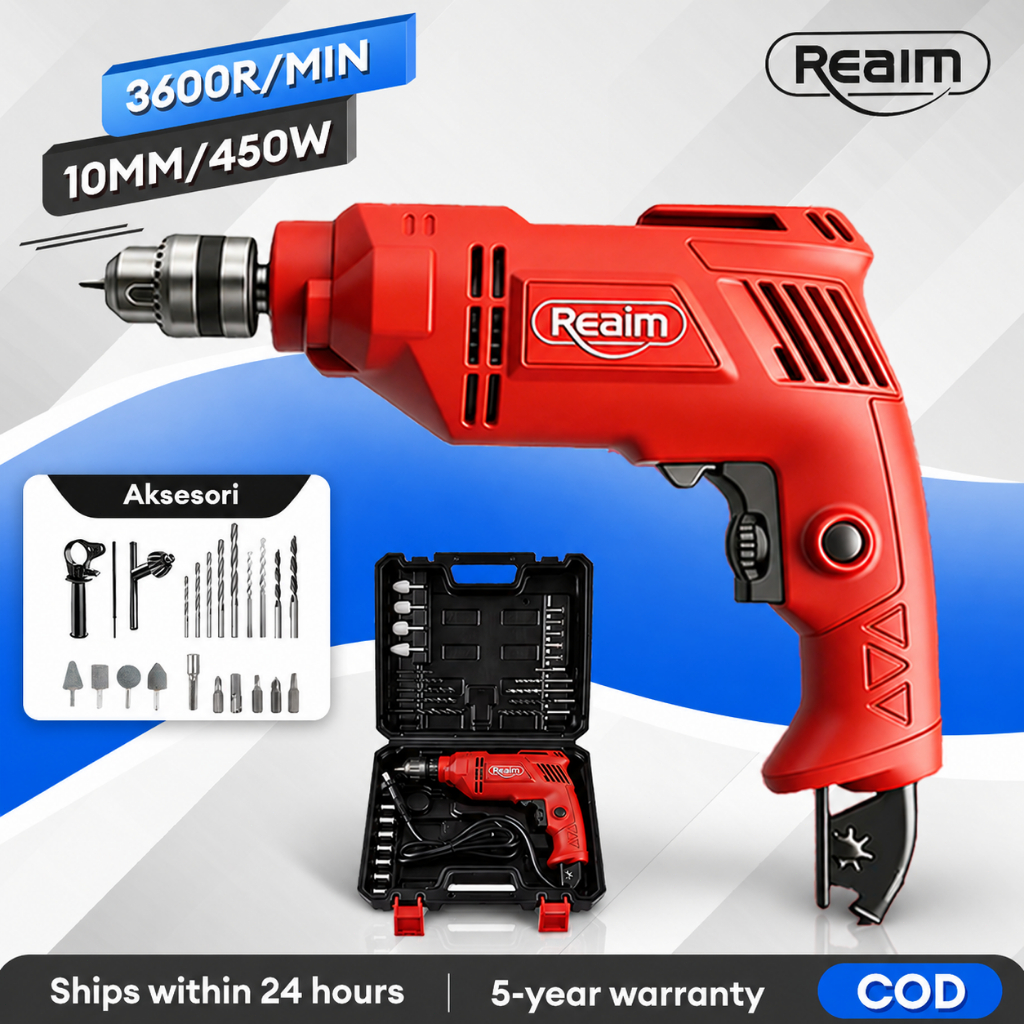 Jual Reaim Mesin Bor Listrik Bolak Balik 10MM Electric Drill Bor Beton ...