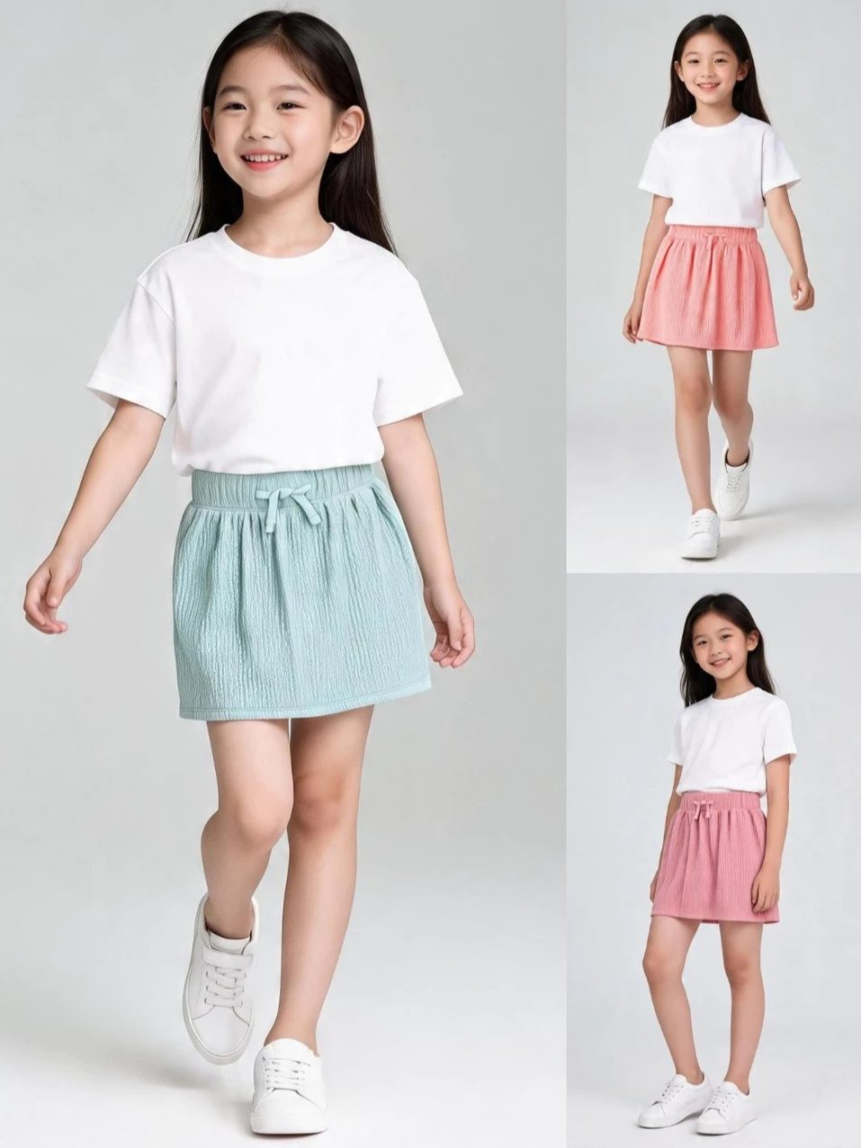Rok Celana Anak Perempuan Junior OSK Kid Ribbed Textured Drawstring Skort - 2721