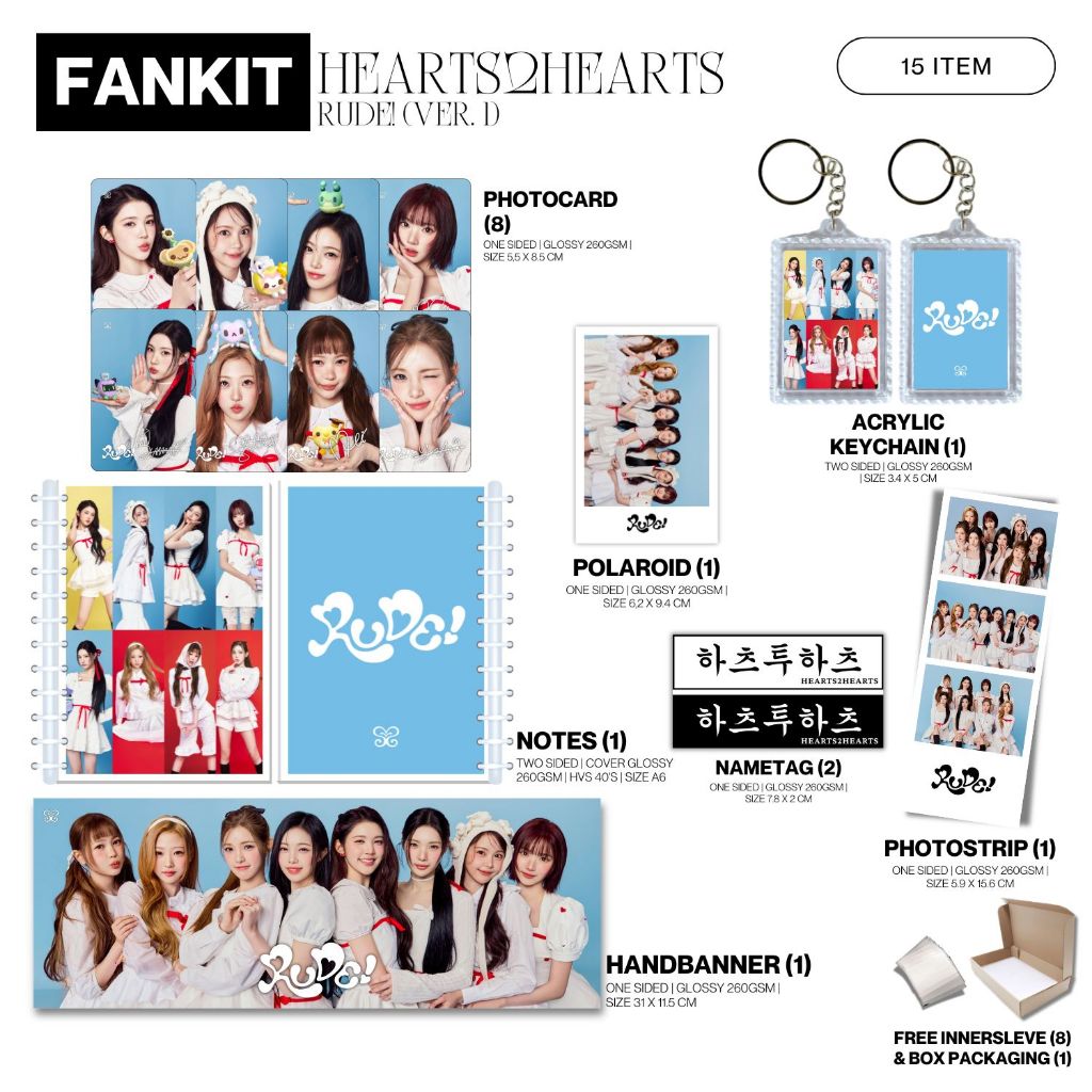 Jual FANKIT HEARTS2HEARTS RUDE 15 ITEM IDOL KPOP UNOFFICIAL H2H CARMEN ...