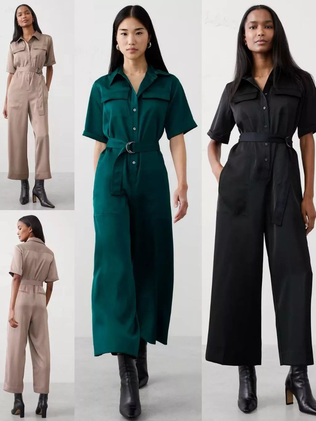 Jumpsuit Wanita Bahan Satin Saku Utility Stylish  Women's Satin Utility Jumpsuit - BR-9939