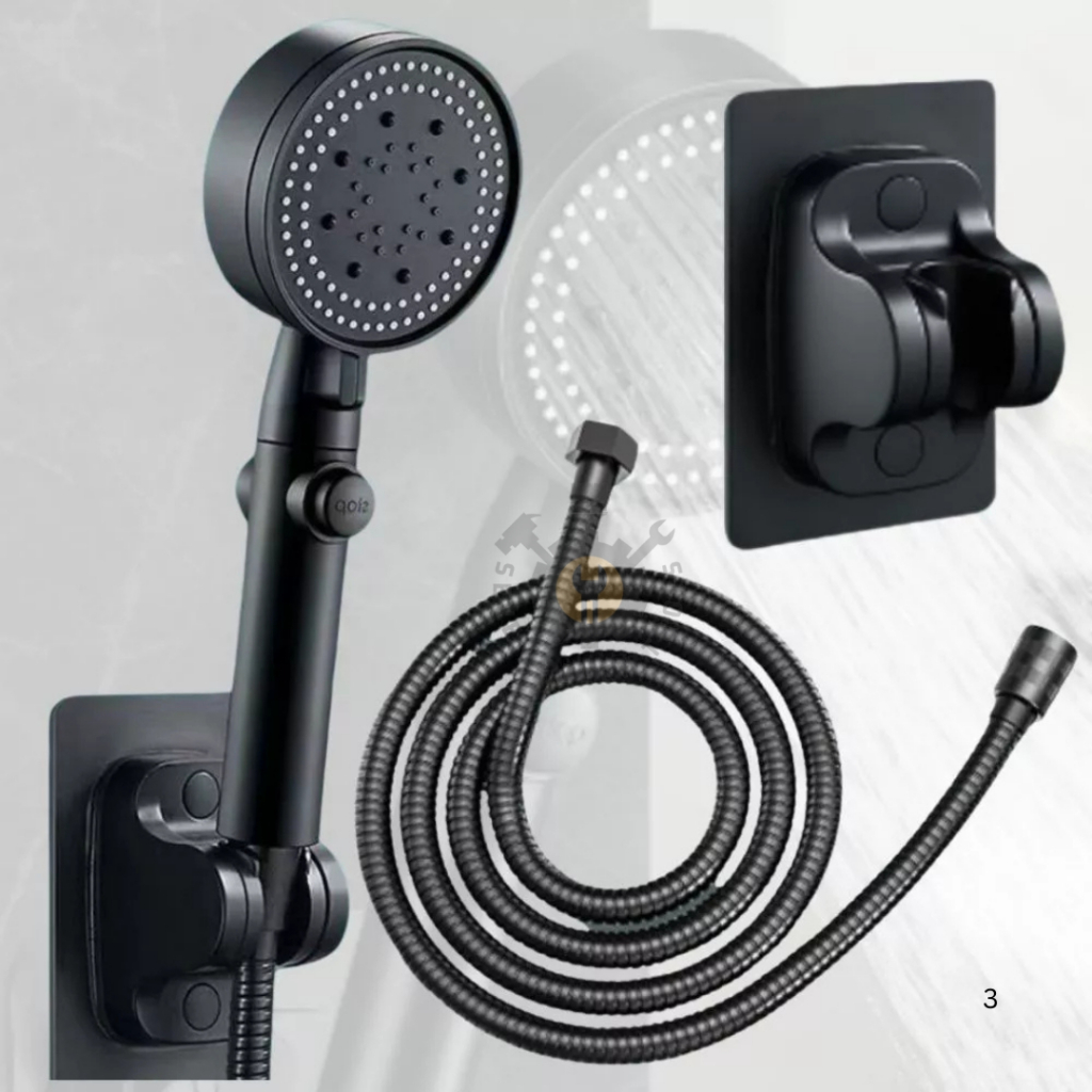 Jual [1 SET] SHOWER KAMAR MANDI HITAM 5 MODE ON-OFF SET LENGKAP DENGAN ...