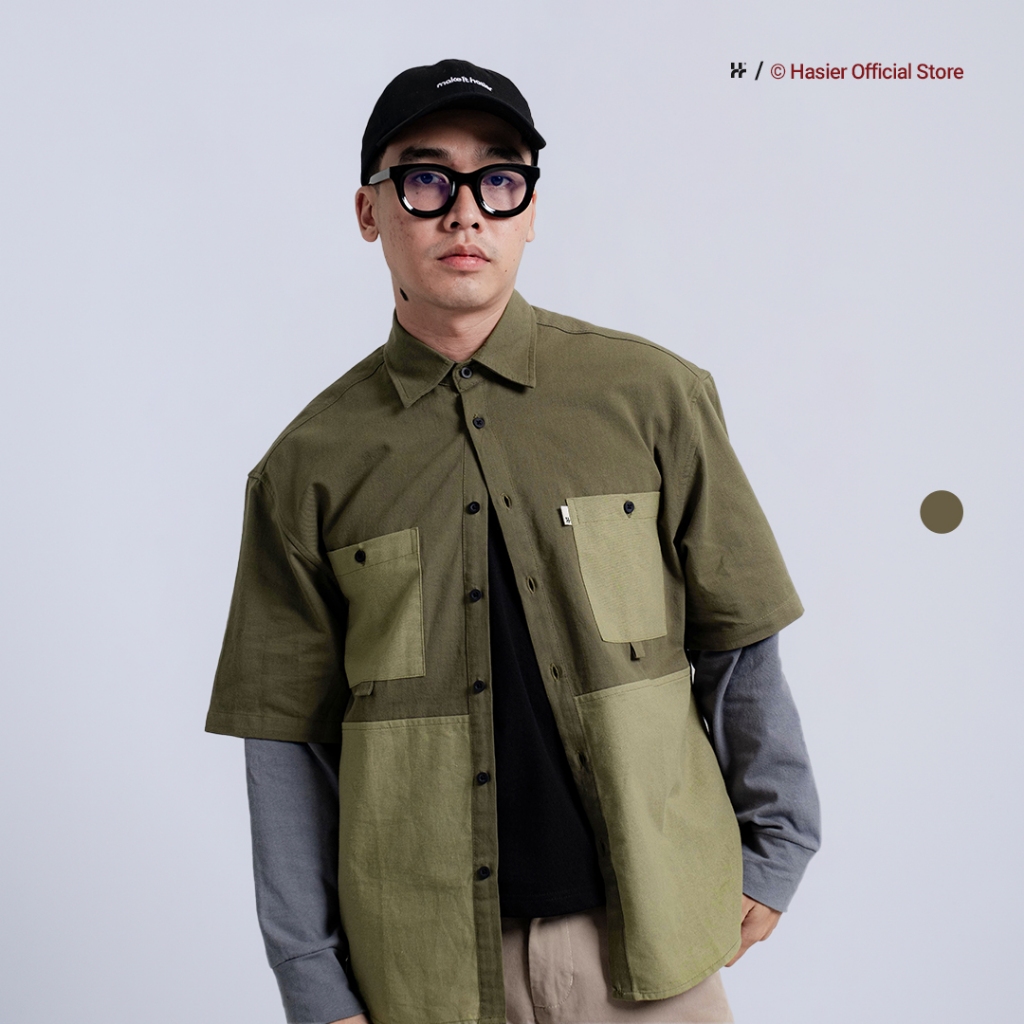 Jual HASIER Linen Oversized Block Short Sleeve Shirt | Shopee Indonesia
