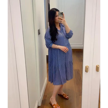 Delivia Dress Dediana Premium Busui Bumil Friendy Casual Polos Motif Wanita 5020