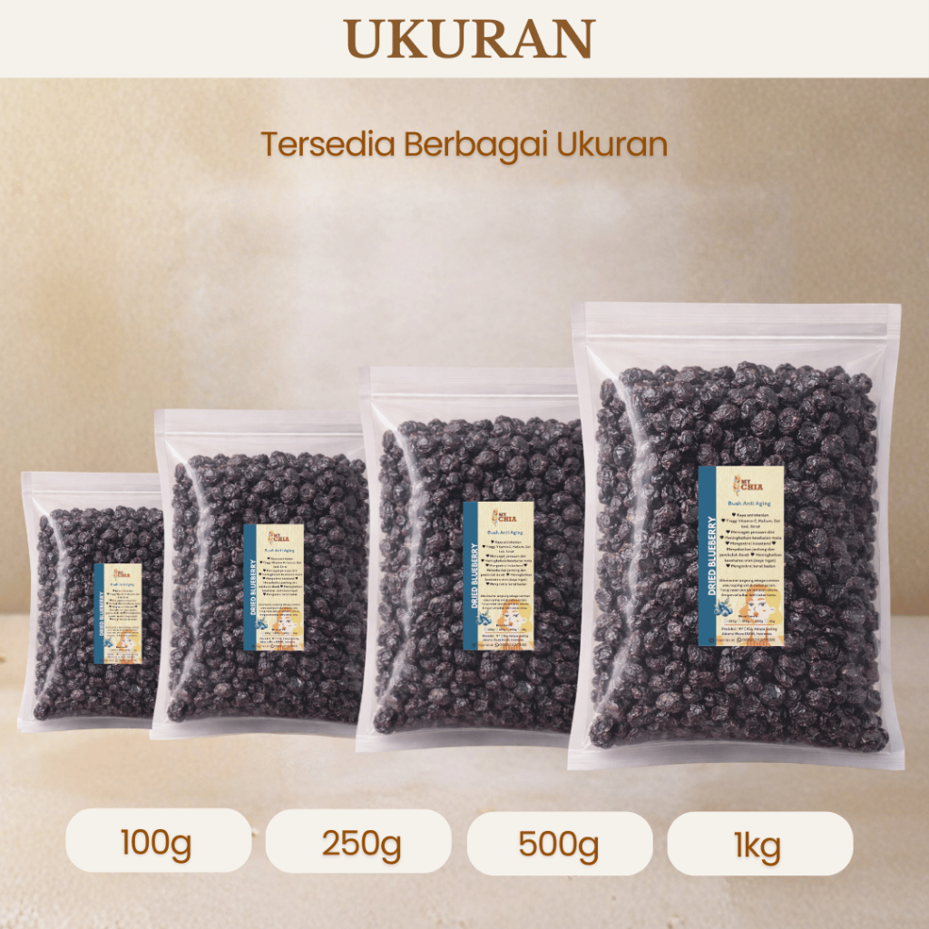 Jual MY CHIA Buah Bluberi Kering 1kg Natural 100% Dried Blueberry ...