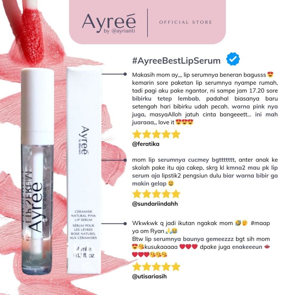 Jual Ayree Ceramide Natural Pink Lip Serum | Shopee Indonesia