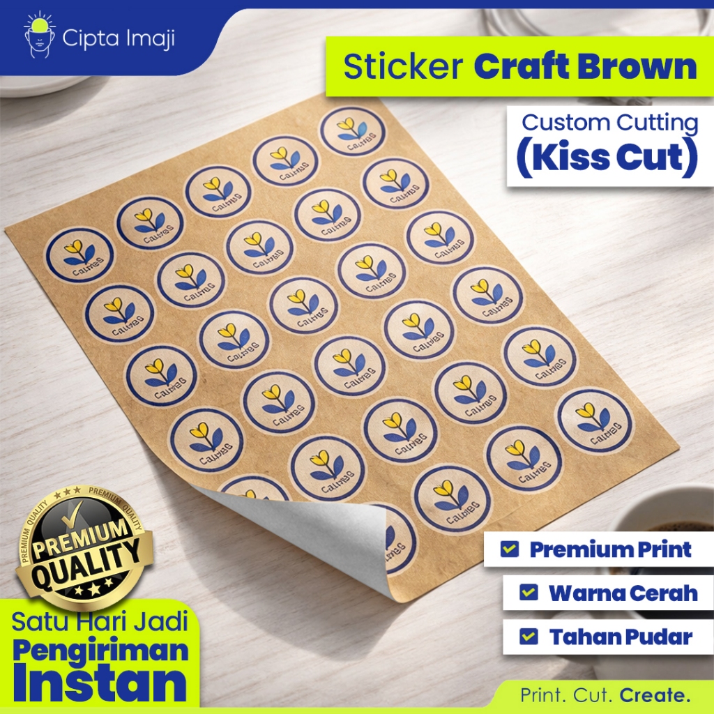 Jual Cipta Imaji Cetak Stiker Kraft Coklat A3+ dan Kiss Cut | Print ...