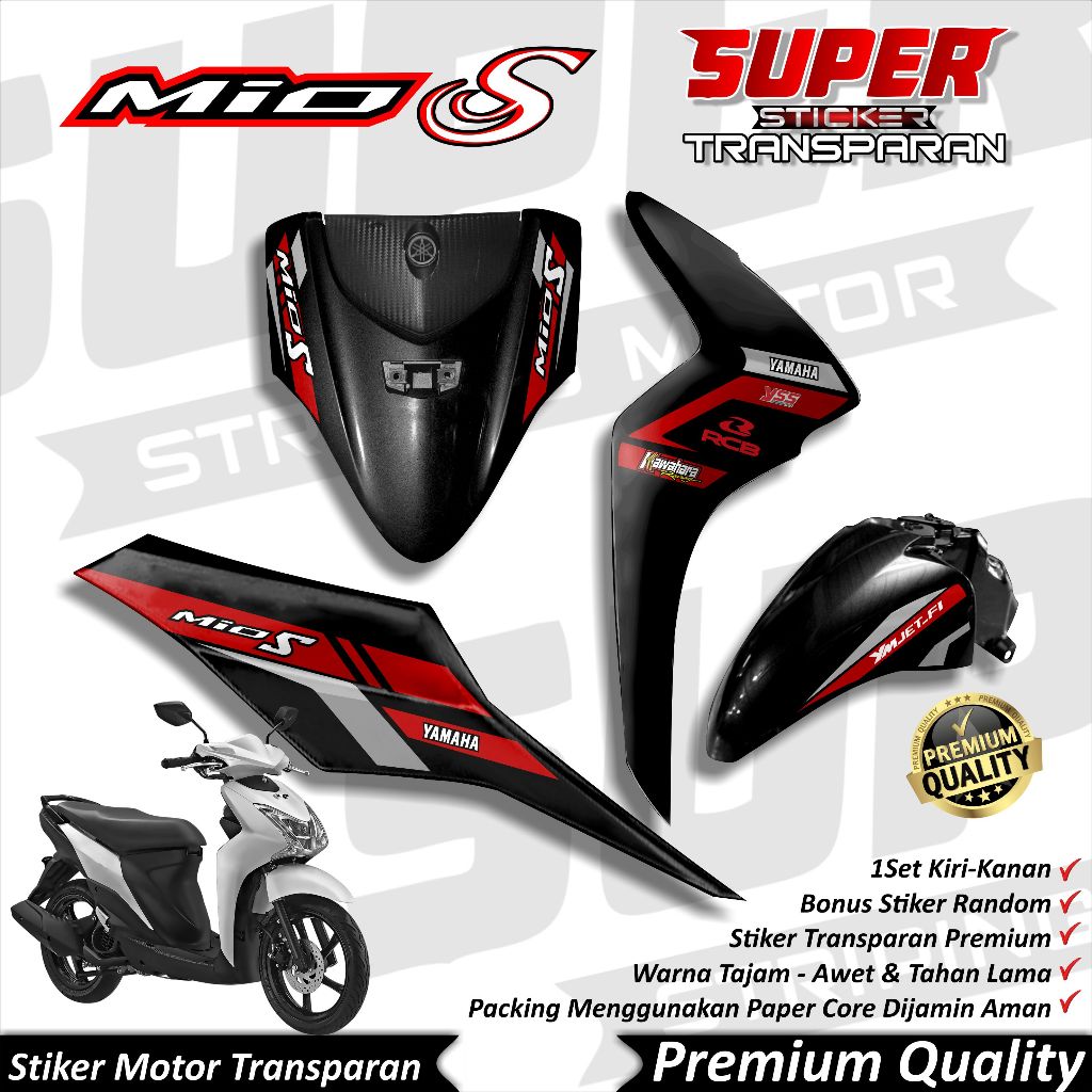 Jual Stiker Transparan Mio S Anti Luntur keren Striping Mio S Striping ...