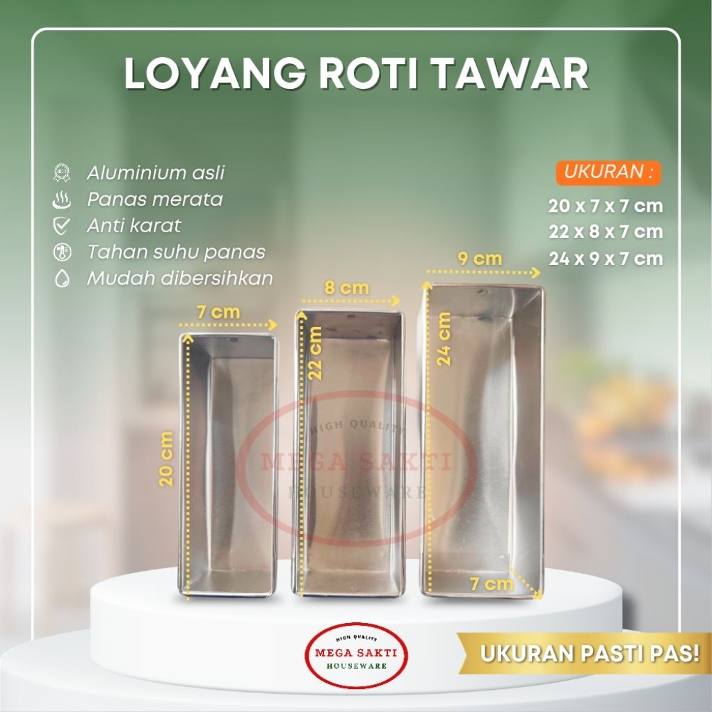 Jual (ISI 1 PCS) LOYANG ALUMINIUM ROTI TAWAR TINGGI 7 CM / LOYANG ...