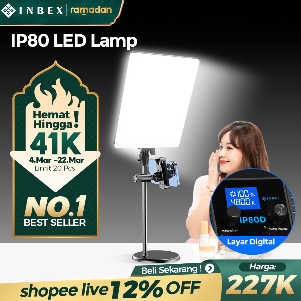 Jual [Layar Digita] INBEX IP80 80W Lampu Panel Studio Lighting Live ...