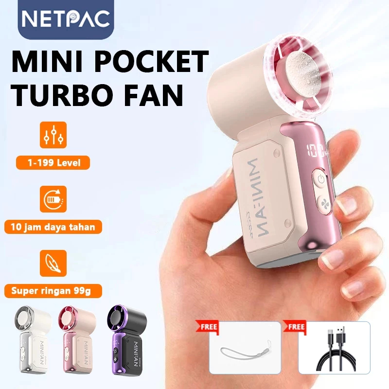 Jual NETPAC Kipas Angin Mini Frozen Turbo Portabel 199 Level Baterai ...