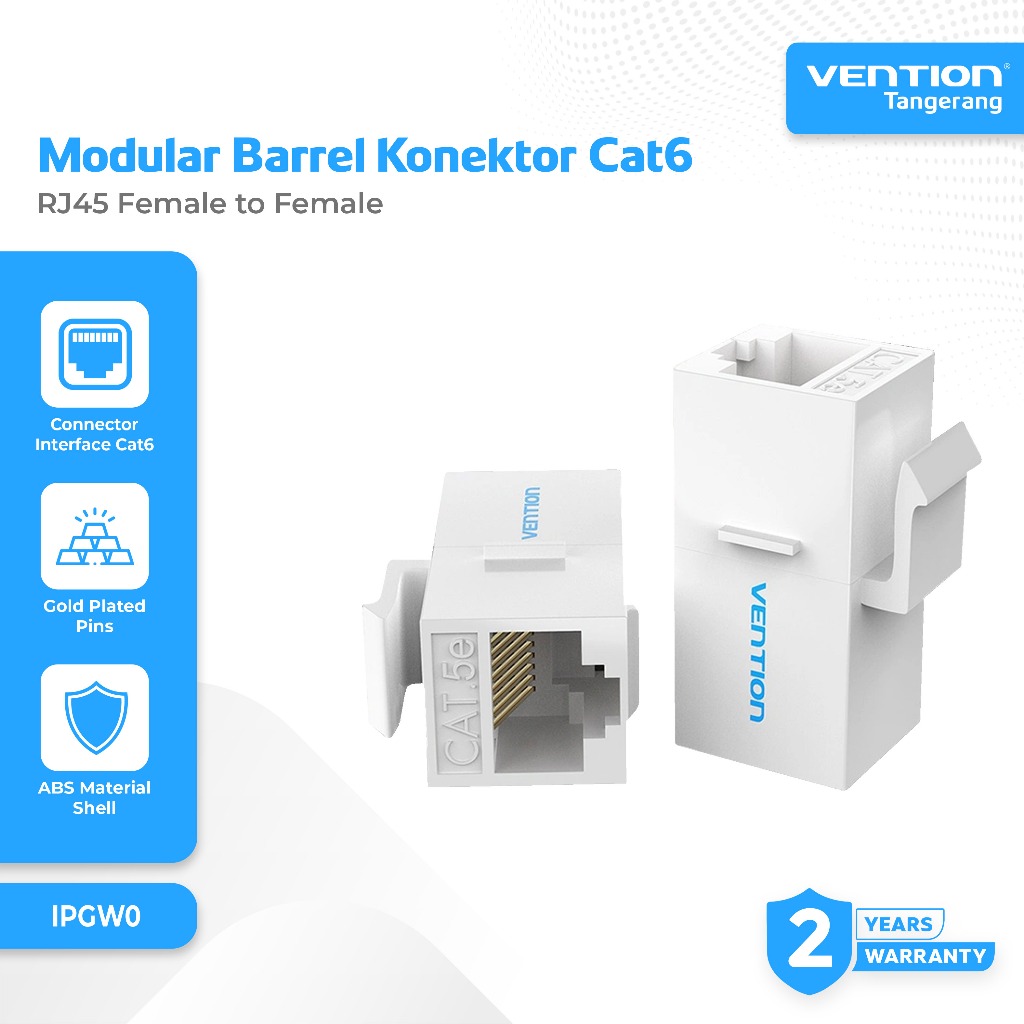 Jual Vention Modular Cat6 Cat5e Barel RJ45 Ethernet Extender Keystone ...