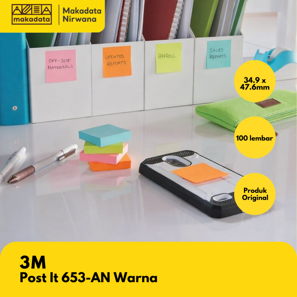 Jual 3M POST IT/ STICKY NOTE 653 AN WARNA (1 PCS) | Shopee Indonesia