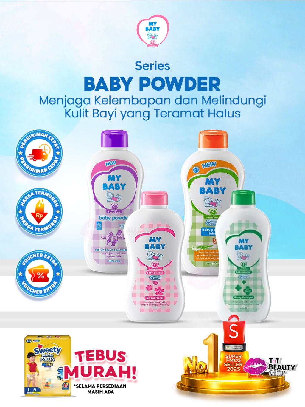 Jual My Baby Powder Bedak Bayi 50gr - 75gr - 335gr - 500gr | tabur ...