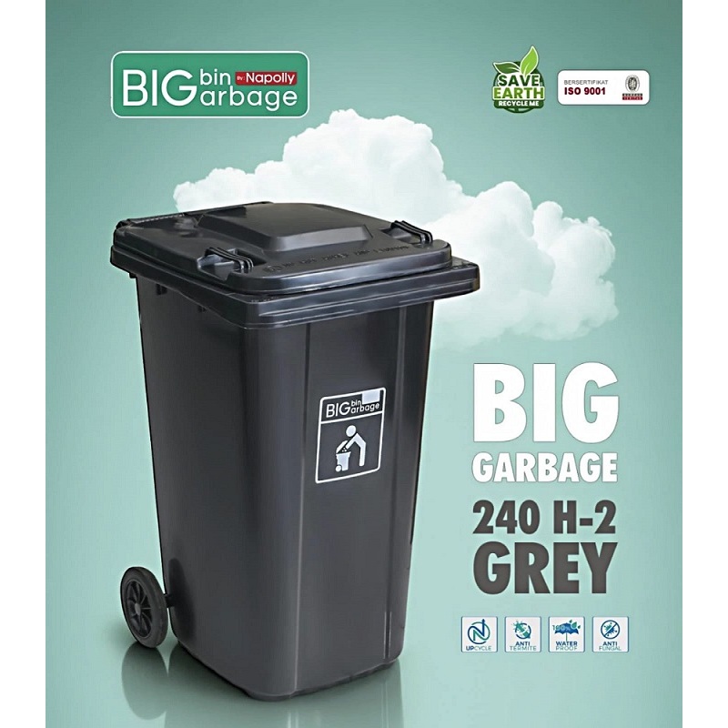 Jual NAPOLLY Tempat Sampah Roda BIG GARBAGE - JUMBO BESAR HIJAU ABU 240 ...