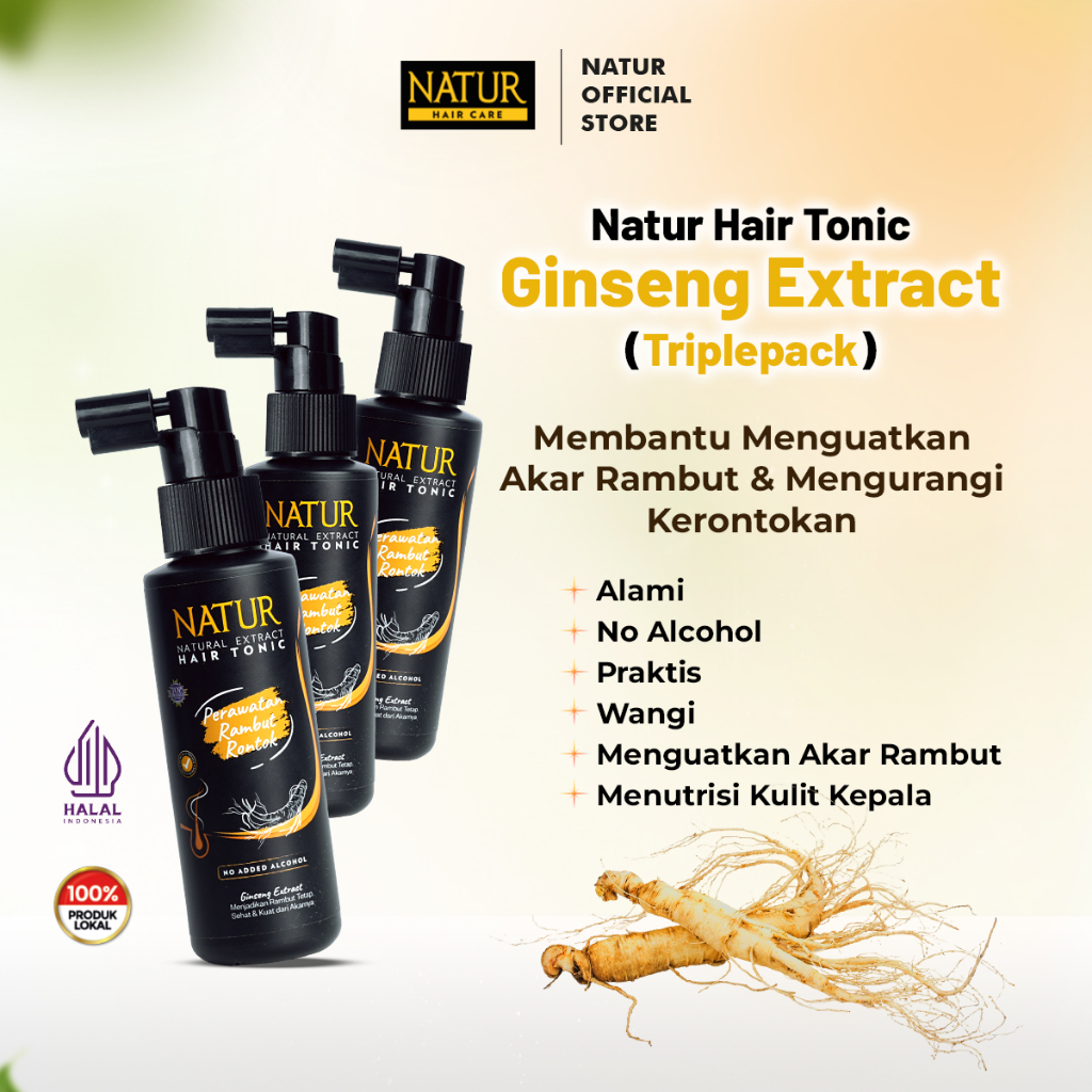 Jual Triple Natur Hair Tonic Ginseng 90 ml - Tonic Mengurangi Rambut ...