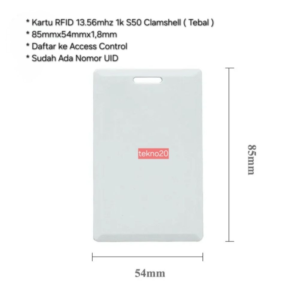 Jual Kartu RFID 13.56Mhz Tebal ( Clamshell ) 1K S50 NFC | Card RFID 13 ...
