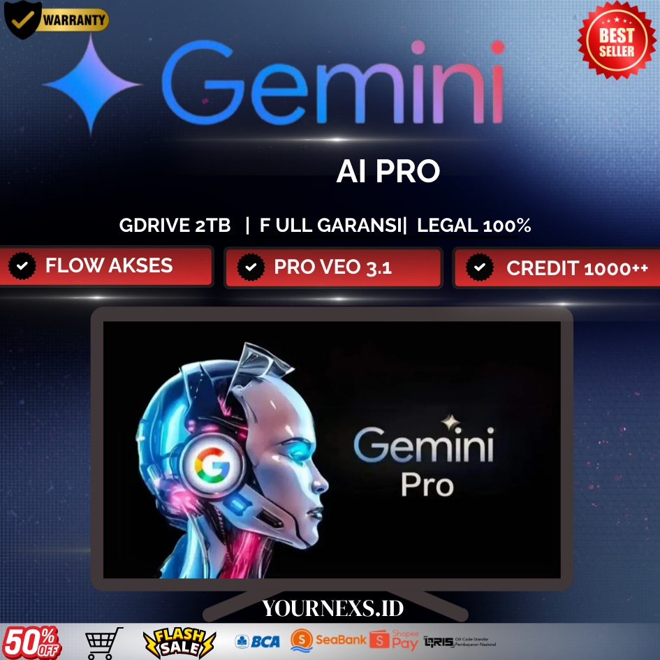 Jual Gemini Ai Pro 1 Bulan Full Private Veo 3 Gdrive 2TB Bergaransi AMD ...
