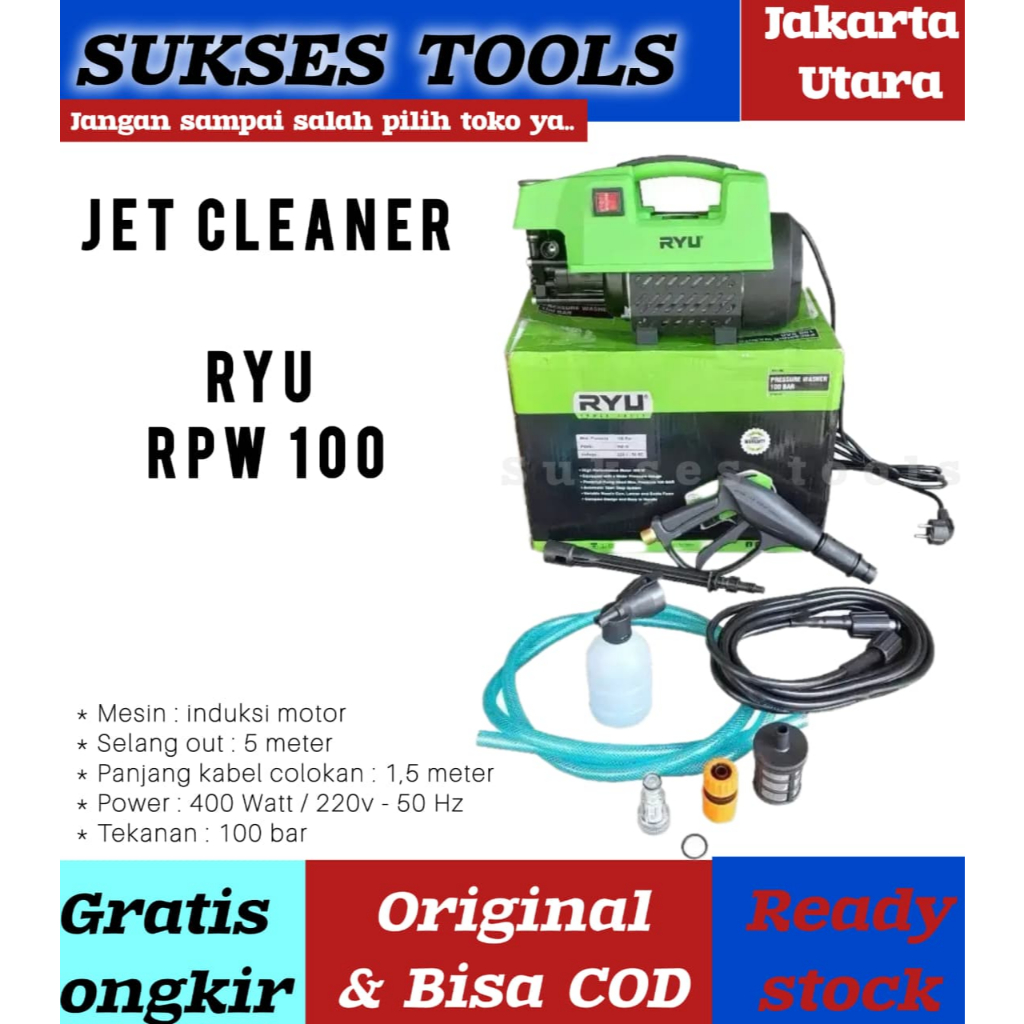 Jual Mesin Steam Cuci Mobil Motor Ryu RPW 70 / RPW 100 Jet Cleaner ...