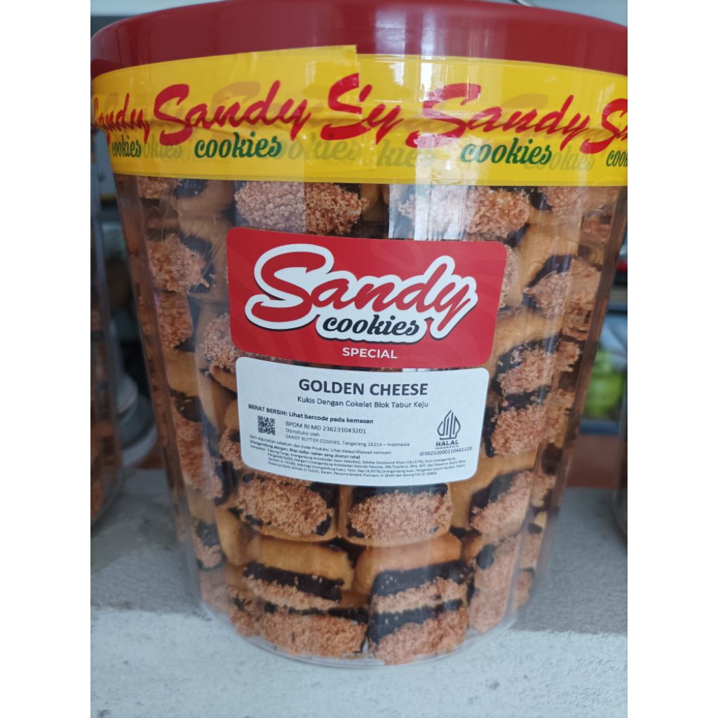 Jual Sandy Cookies Golden Cheese Kue Kering Cokelat Keju Toples 1.56 kg ...