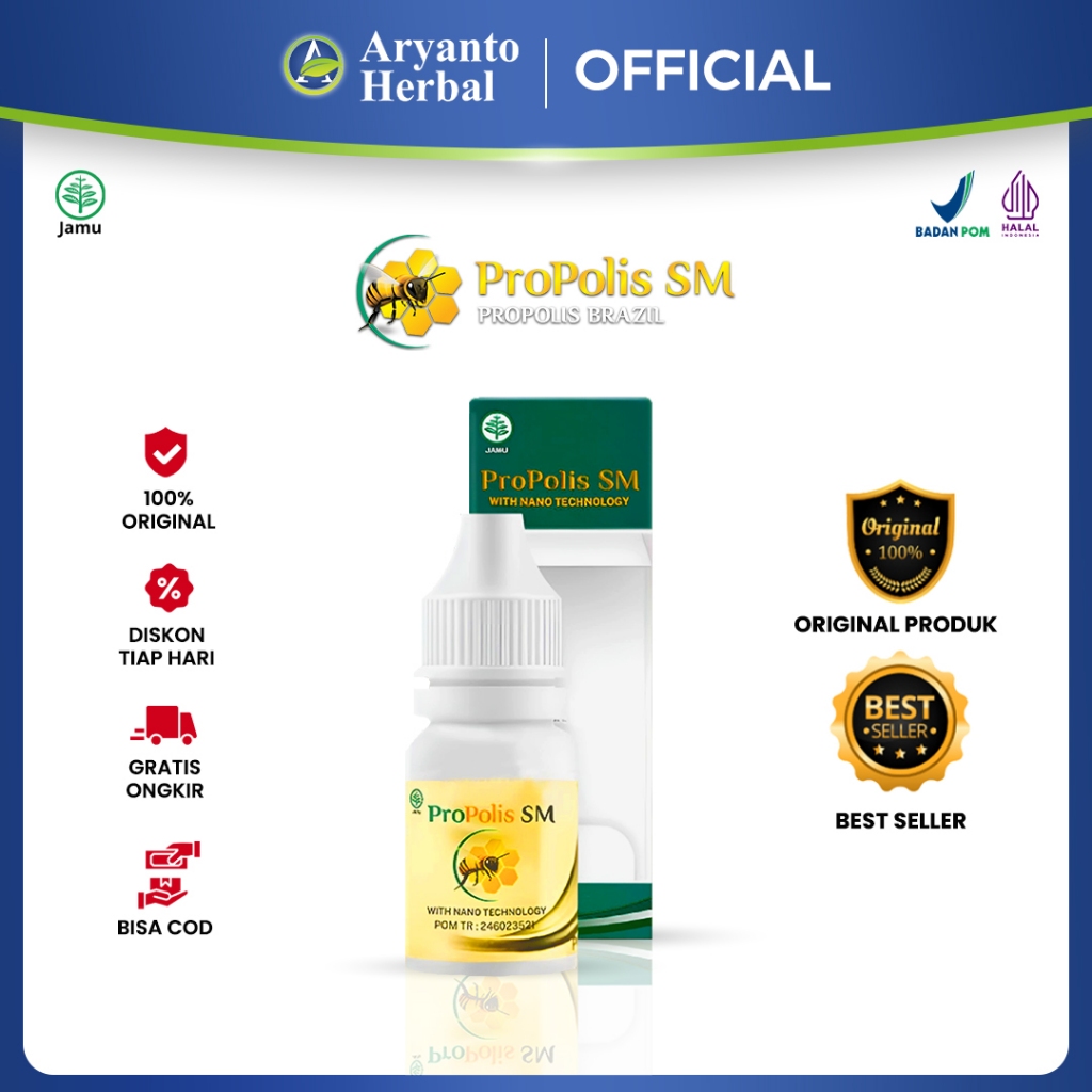 Aryanto Herbal - Obat Asam Lambung Tinggi Lambung Sensitif Sakit Maag Gerd Perut Kembung Propolis SM