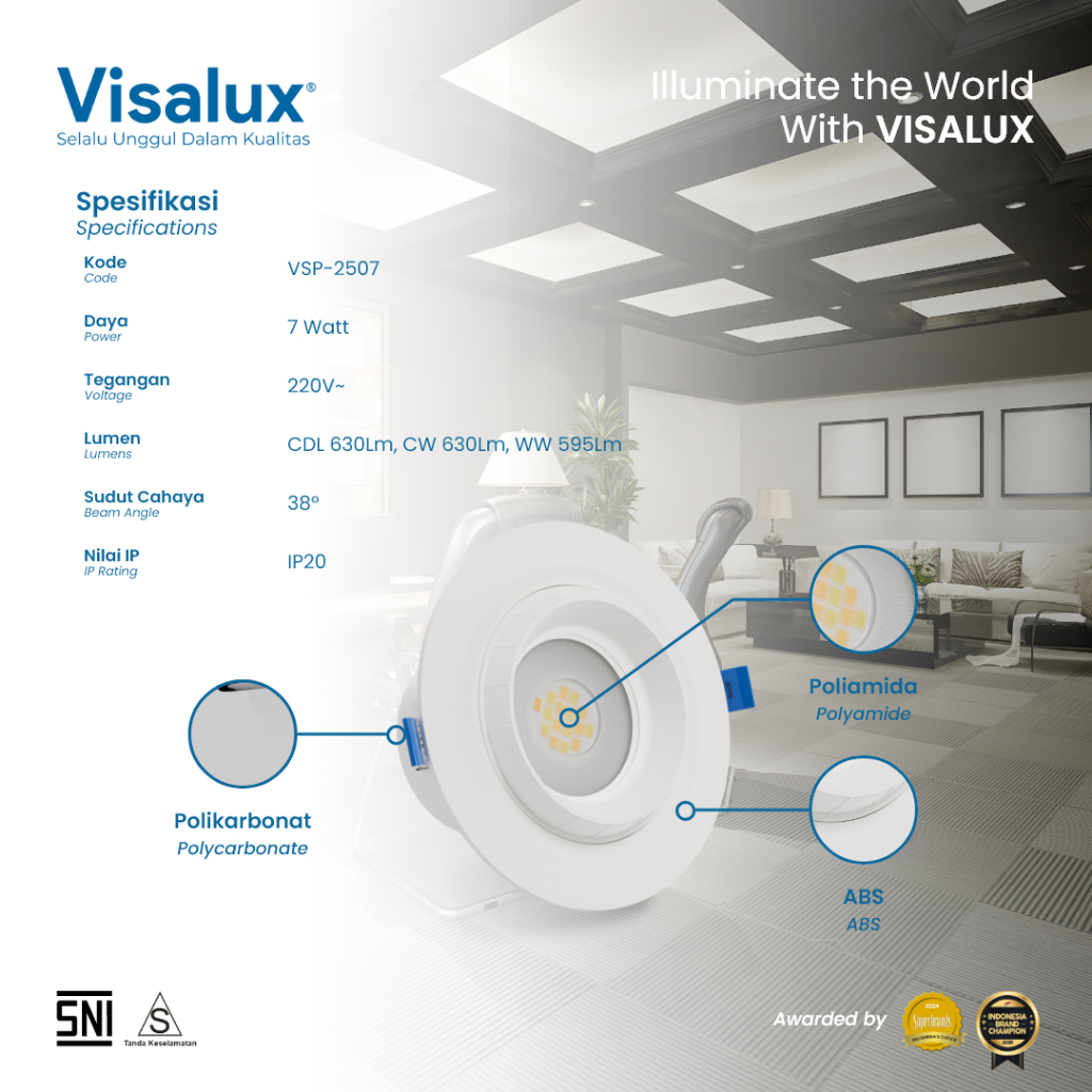 Jual Visalux Orbit LED Spotlight Inbow 7W 3 Inch - Lampu Sorot Plafon ...