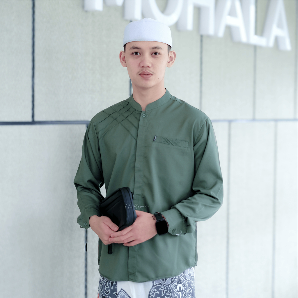 Baju koko polos bermotif jahitan timbul terbaru Elrumi Shop Motif MARVEL NEW