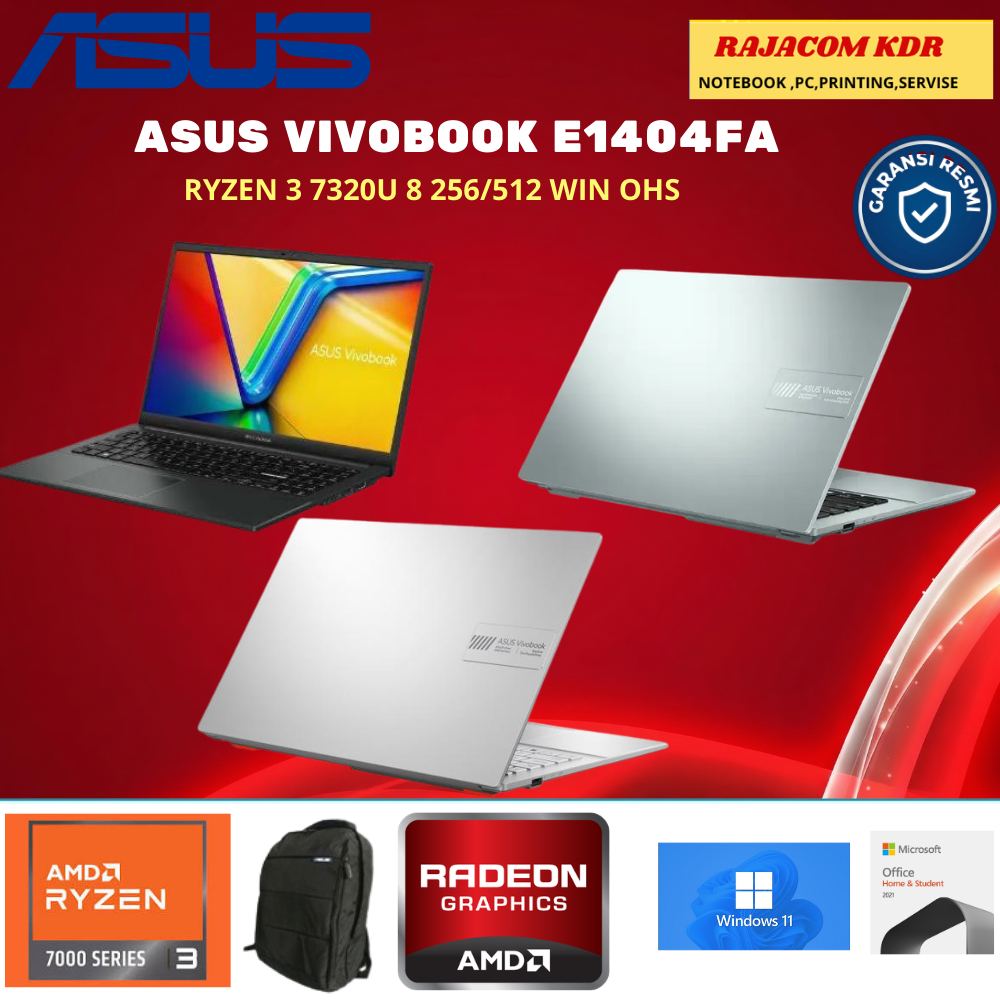 Jual ASUS VIVOBOOK GO 14 E1404FA RYZEN 3 7320 8GB 512GB W11+OHS