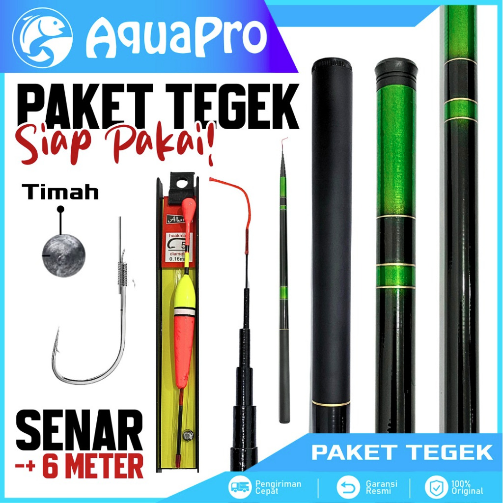 1 Set Paket Joran Tegek Pancing Teleskopik Serat Kaca Siap Pakai dengan Pelampung Senar Kail Timah