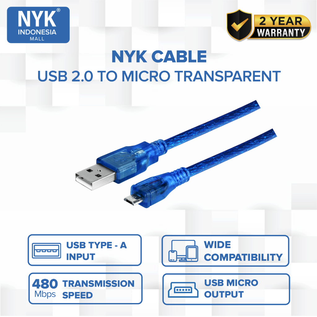 NYK Kabel Micro USB Charging 2.0 Transparent COD
