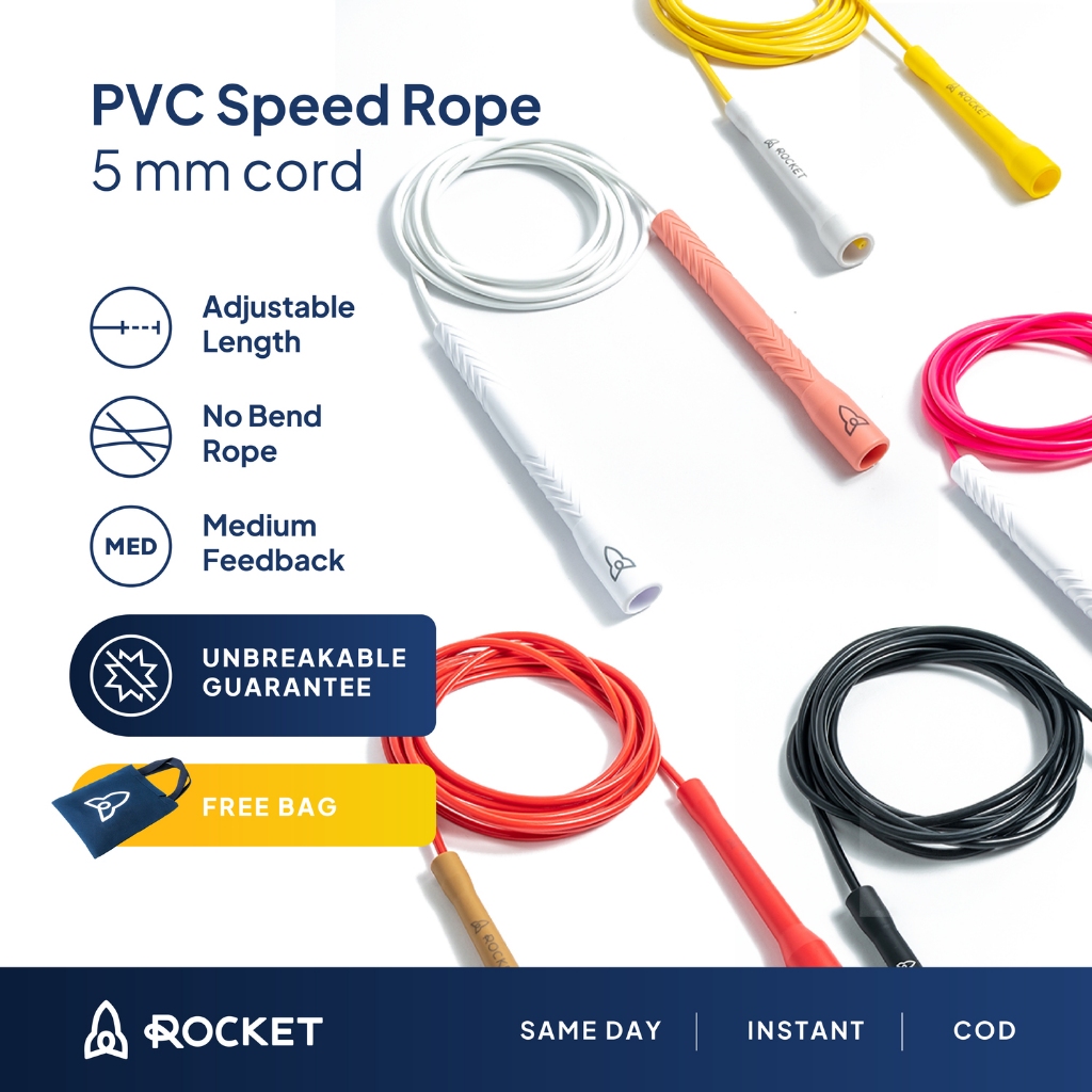 Jual [ROCKET ROPE] PVC Speed Rope 5mm Short Handle Long Handle Jump ...