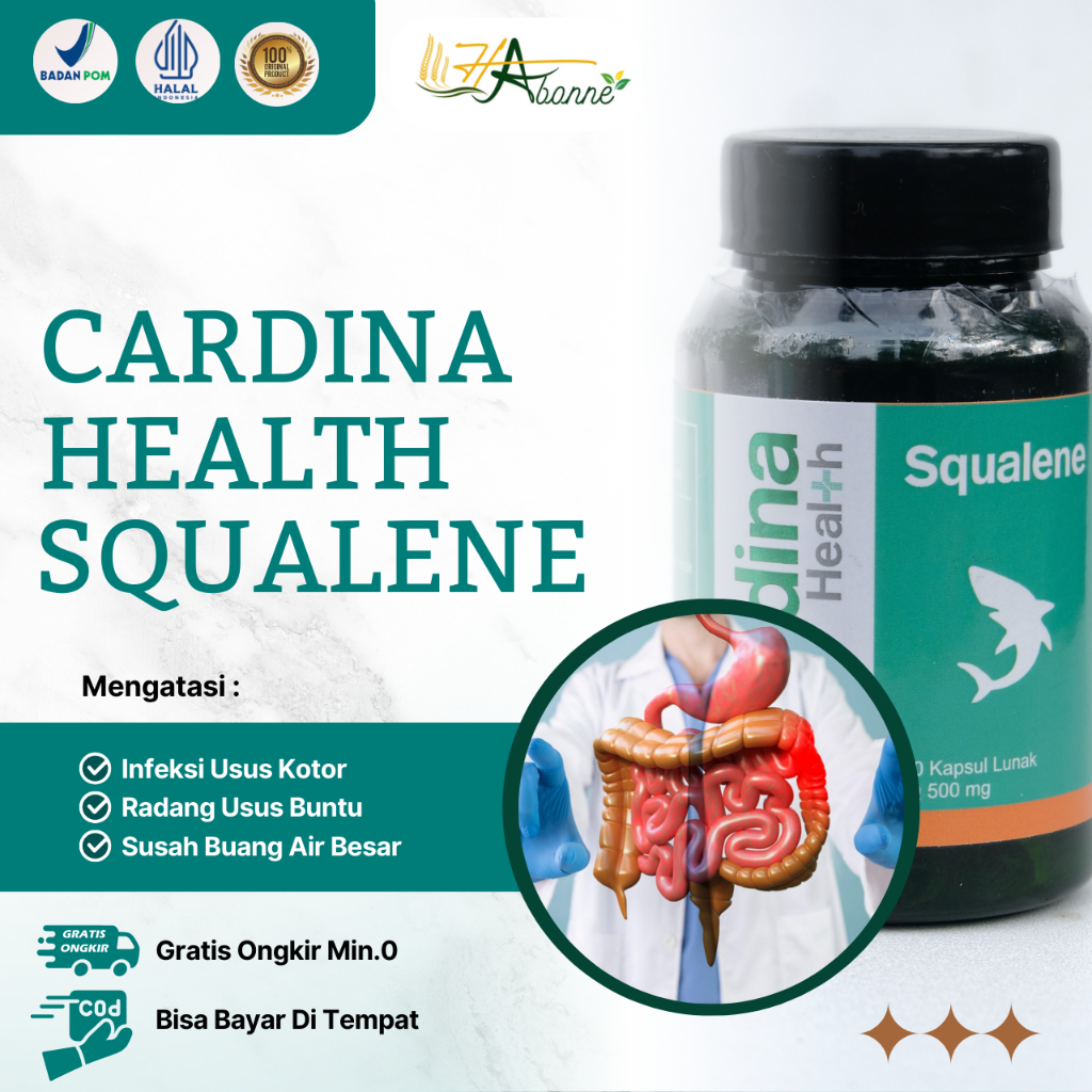 Obat Infeksi Usus Kotor Radang Usus Sembelit Susah Buang Air Besar Gangguan Pencernaan Cardina Health Squalene - 1 Botol