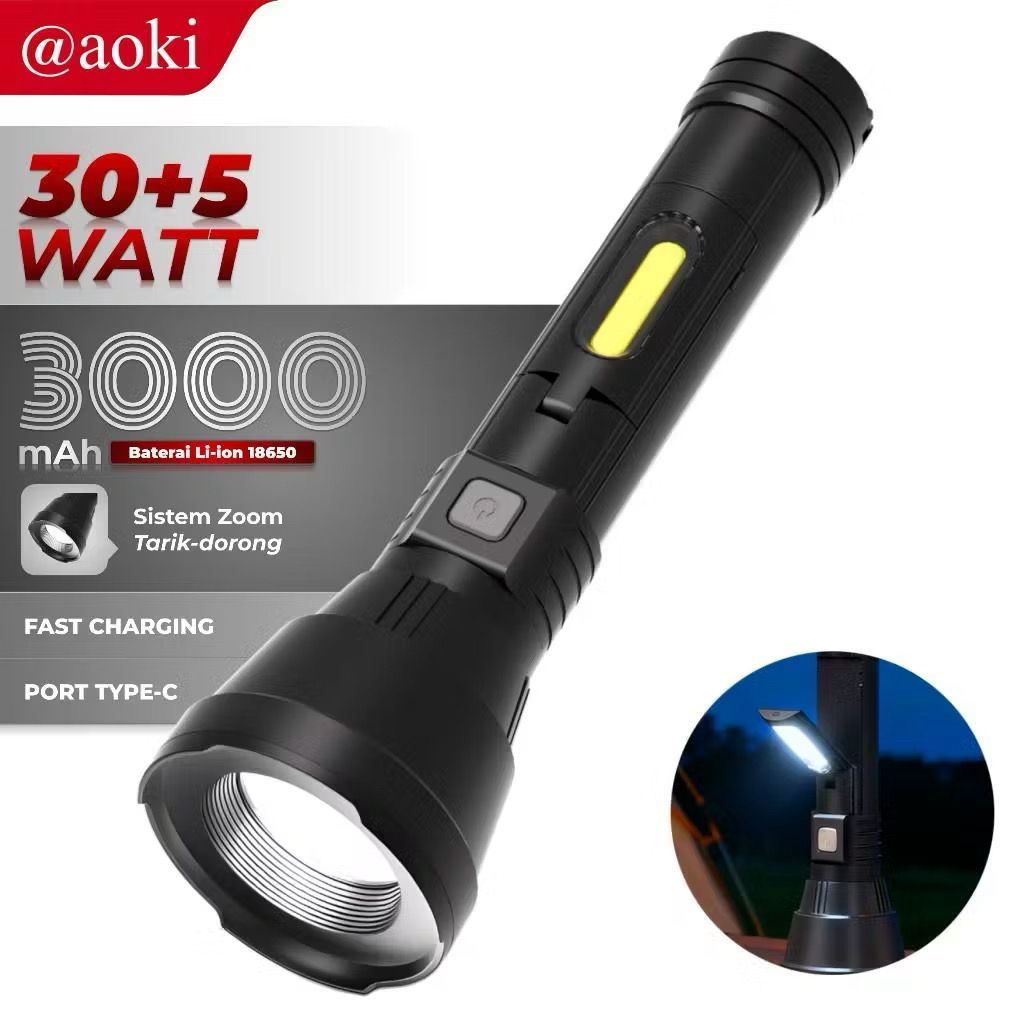 Jual SENTER LED ZOOM JUMBO AOKI AK-349 30W - CAHAYA TERANG & TAHAN LAMA ...