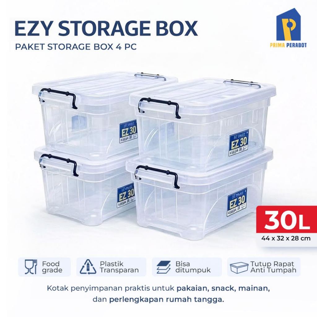 Jual Storage Box 30 Liter Container Boks 4 Pcs EZ-30 Kotak Penyimpanan ...