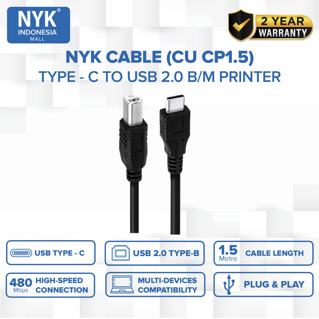 NYK Kabel Type C to Printer usb 1.5 Meter COD