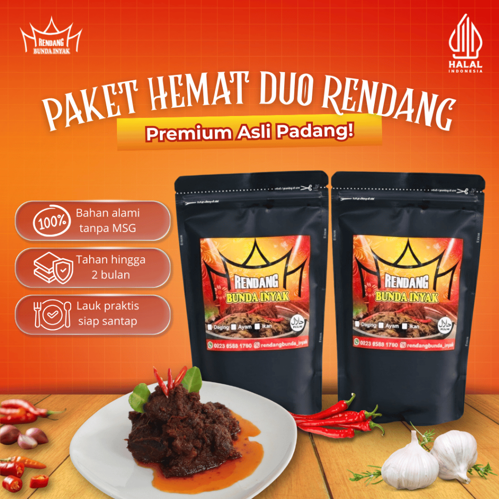 Jual Bunda Inyak - Paket Hemat Duo Rendang Rendang Daging 500gr ...