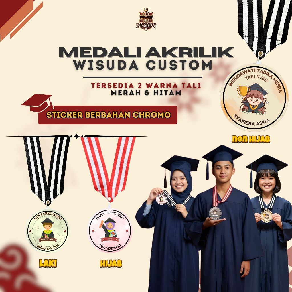 Jual Medali Akrilik Kelulusan Wisuda Sticker Custom Plus Tali | Hadiah ...