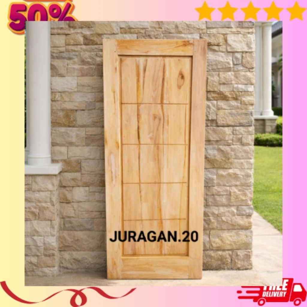 Redy Stok Daun Pintu Rumah Model Garis Kotak Pintu Minimalis Kayu Pintu Depan Pintu Kamar