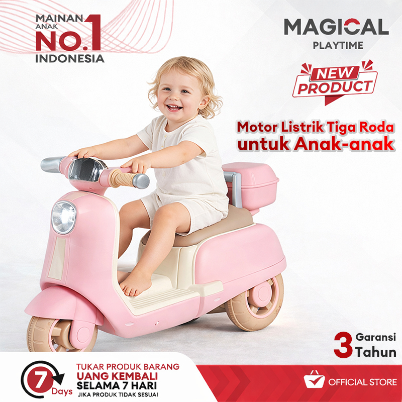 Jual MAGICAL PLAYTIME Motor Listrik Anak Vespa Mini 3 Roda dengan Box ...
