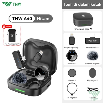 TNW A40 Wireless Microphone 2 In 1 Clip On Mic Magnetic Mikrofon AI Noise Canceling For Vlogger