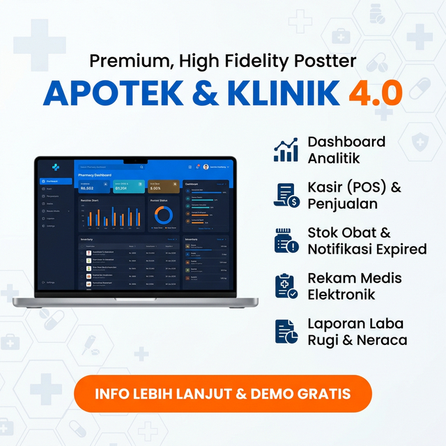 SOFTWARE KASIR APOTEK  - REKAM MEDIS, STOK OBAT, AKUNTANSI - FULL LISENSI (LIFETIME)