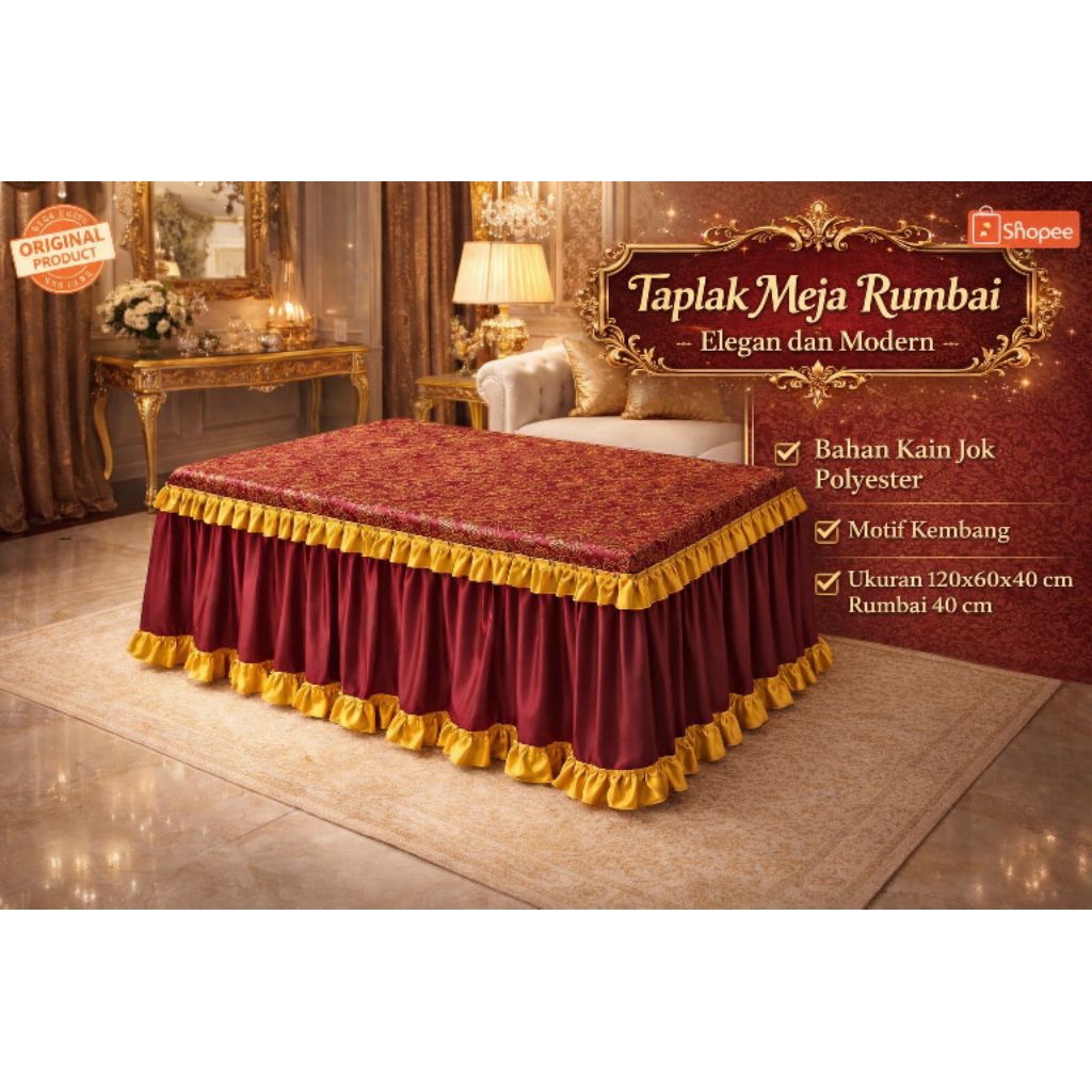 Jual Hasanah Stores | Taplak meja tamu rumbai bahan kain jok 120x60 cm ...