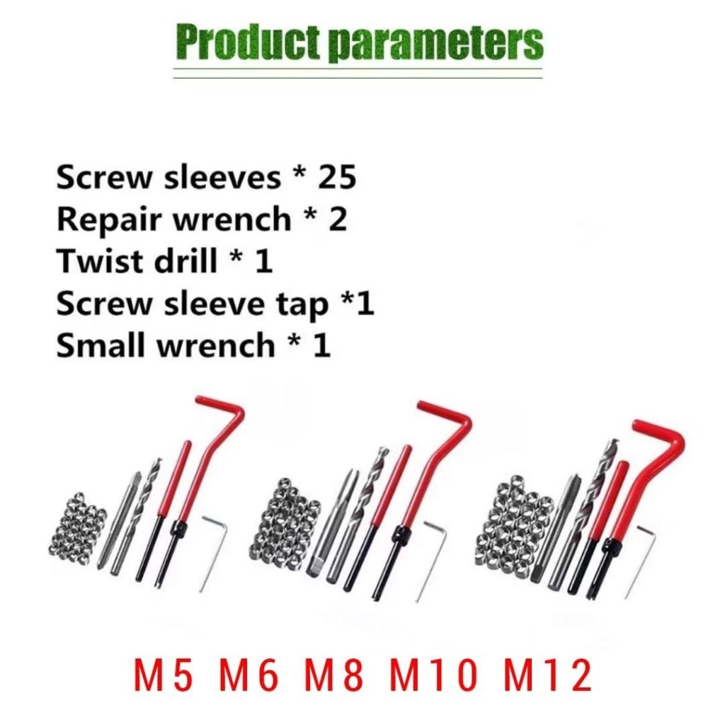 Jual Thread Repair Kit Set M5 M6 M8 M10 M12 Recoil Set Komplit Bor Tap ...