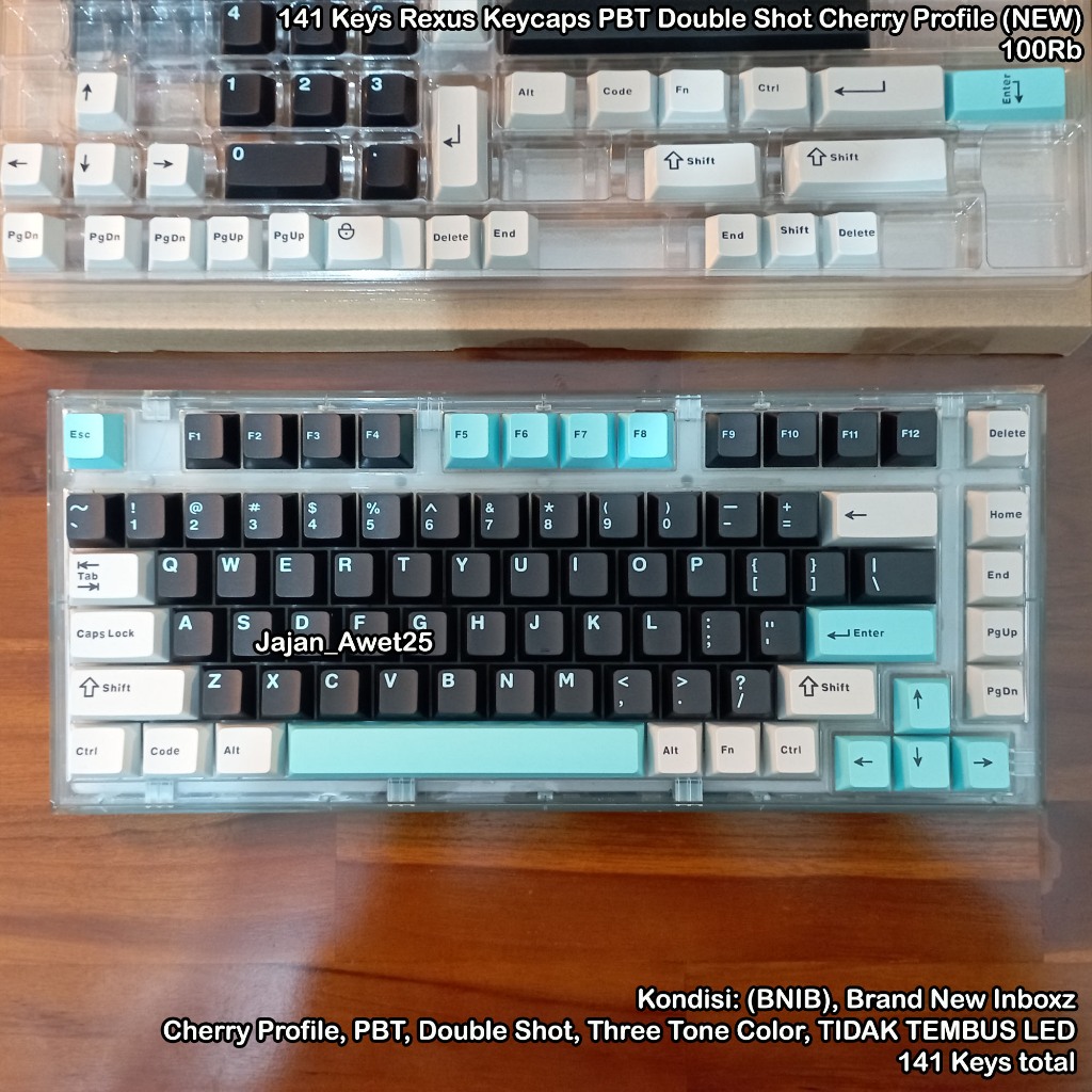 Jual (TERMURAH) 141 Keys Rexus Keycaps Cherry Profile PBT Doubleshot ...