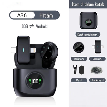 POWRISE K31Pro Wireless Microphone 2 In 1 Clip On Mic Plug Play Dual Lavalier Microphone
