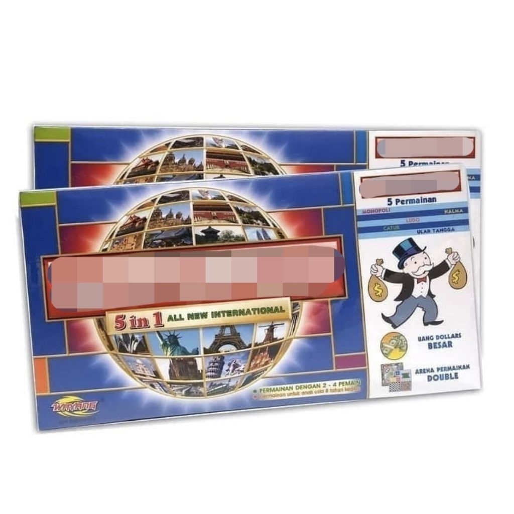 Jual Monopolis Mancanegara 5 in 1 Board Game Monopolis Halma Catur Ular ...