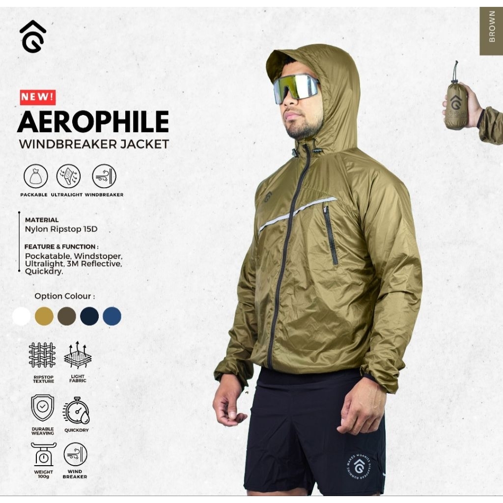 Jual Jaket Windbreaker Ultralight Angsana AEROPHILE Packable Trail ...