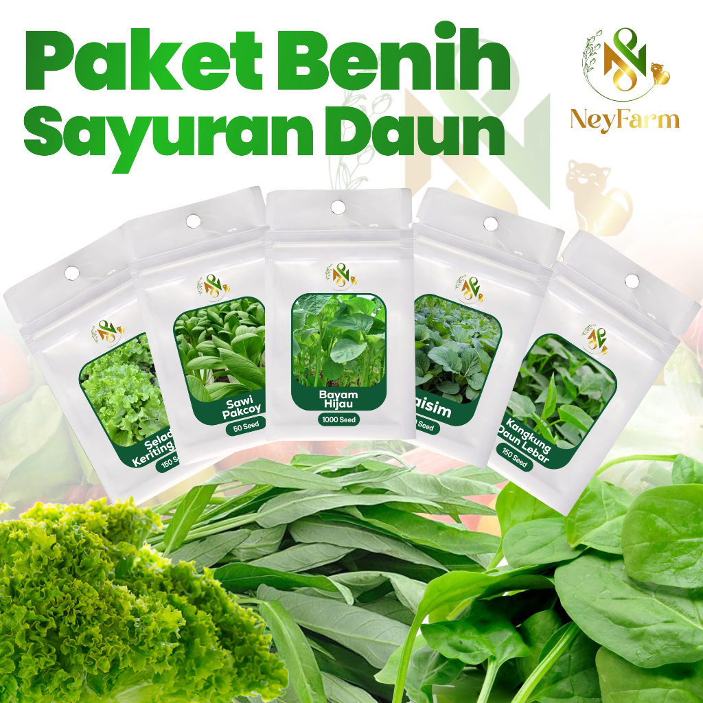 Paket Benih Bibit Sayur Sayuran Daun Benih Kangkung Caisim Bayam