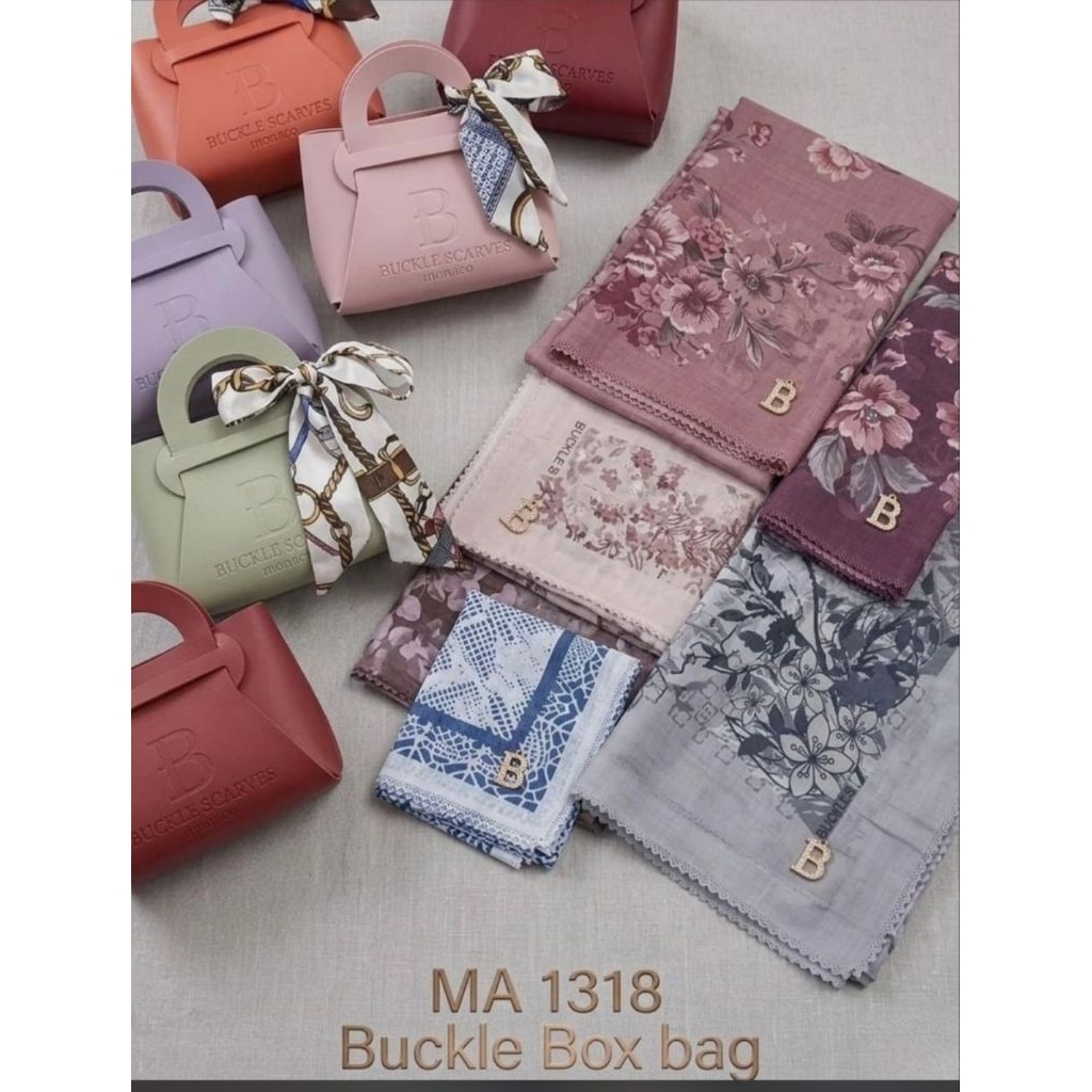 Hijab Segi Empat Motif 3pcs 3box Buckle Scarves Kerudung Kemasan Box Tabung Box Kotak Random
